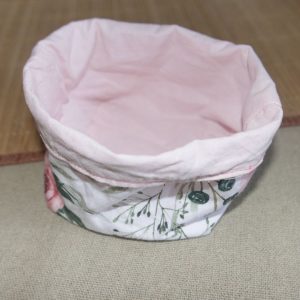Couture zéro déchet Panière 100% coton fleurs roses